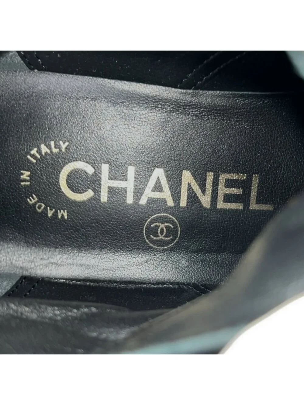 Chanel Short Boots 36 C Black CC Logo Pearl Leather Lambskin